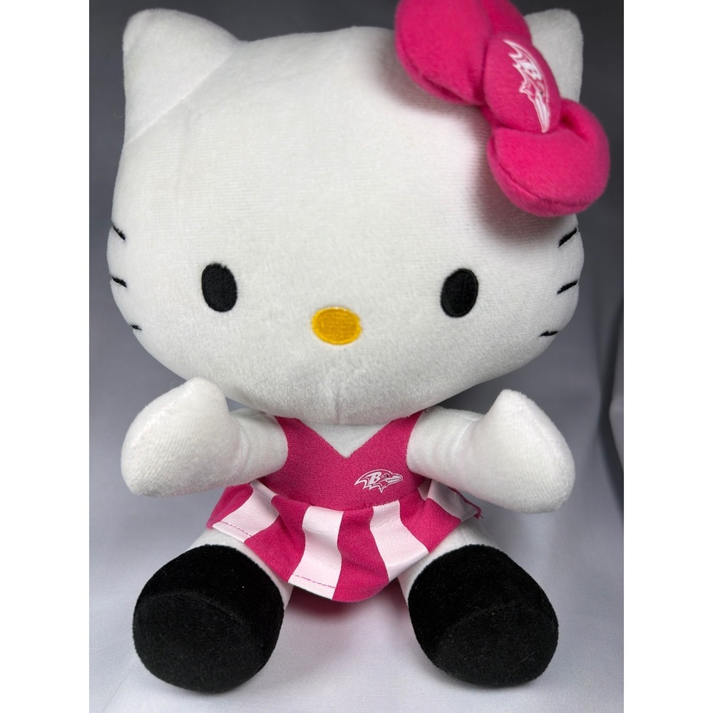 Sanrio Hello Kitty Baltimore Ravens Cheerleader Plush Kids 10" Pink NFL‎ Sports